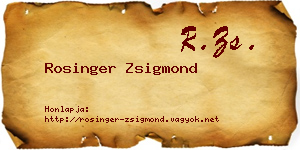 Rosinger Zsigmond névjegykártya